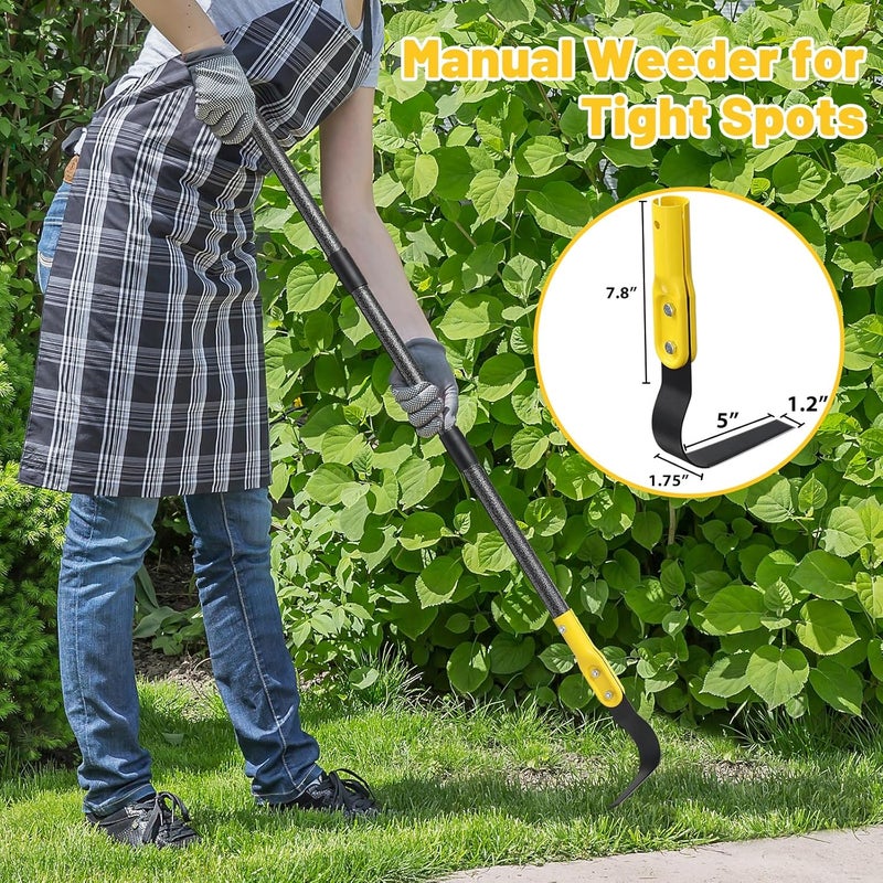 Lilyvane Garden Hoe Tool, 49 Inch L Shaped Hoe Garden Tools with Adjustable Long Handle for Weeding, Loosening Soil,Trenching, Heavy Duty Crack Crevice Weeding Hoe Hand Garden Tools for for Gardening Planting - Image 3